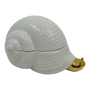 Vintage French Porcelain Snail Small Trinket Box