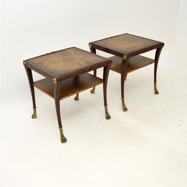 1950s Regency Leather Top Side Tables, 1950s, Set of 2 For Sale - Image 5 of 11