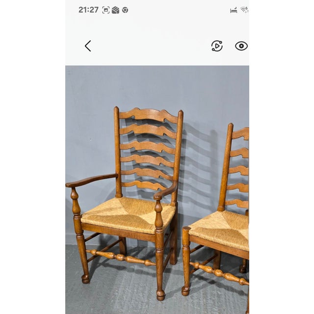 1920s Golden Oak Ladder Back Dining Chairs, 1920, Set of 8 For Sale - Image 5 of 8