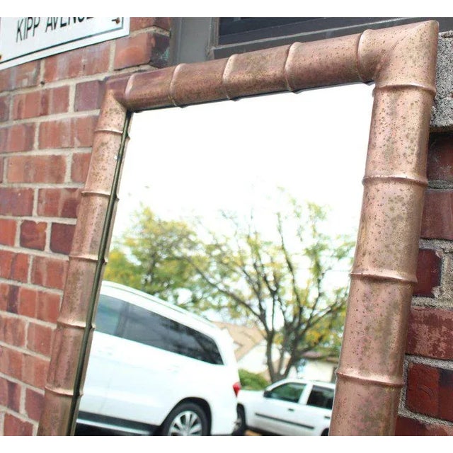 MidCentury Modern Faux Bamboo Weathered Copper Rectangular Mirror