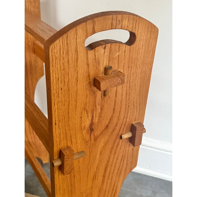 Mid 20th Century Vintage Benchmade Solid Oak Quilt or Blanket Rack For Sale - Image 5 of 13