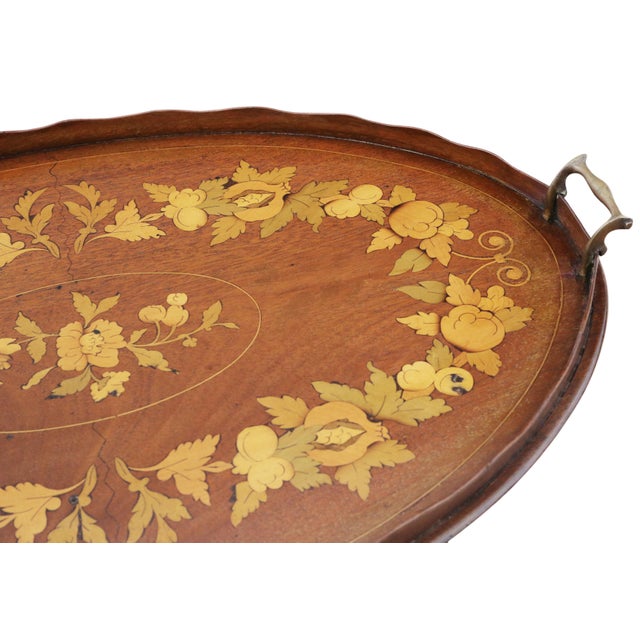Antique Inlaid Mahogany Serving Tray, 19th Century For Sale - Image 4 of 7
