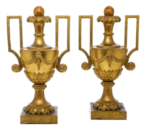 Large Empire Vases with Gilt Handles, Set of 2