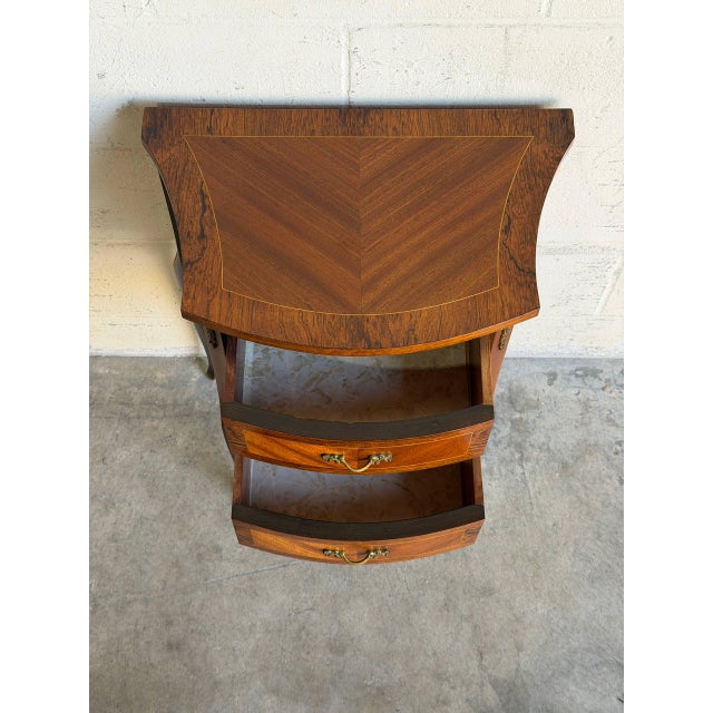 Rosewood and Teak 2-Drawer Entry Table With Cabriole Legs Denmark Mid-Century Modern 1960s For Sale - Image 4 of 9