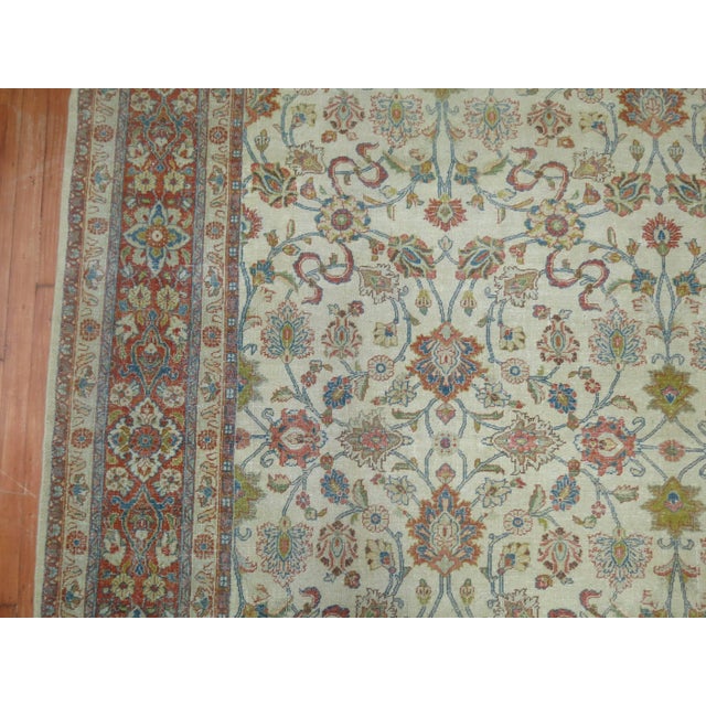 White Antique Persian Traditional Kashan Wool Oriental Rug For Sale In New York - Image 6 of 6