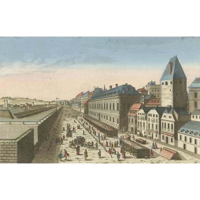 Gold Hand-Colored Optical View of Vienna, 1780, Paper For Sale - Image 8 of 9