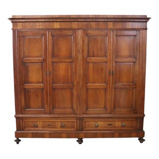 Large Antique 19th Century 4-Door Wardrobe in Walnut For Sale