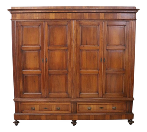 Large Antique 19th Century 4-Door Wardrobe in Walnut