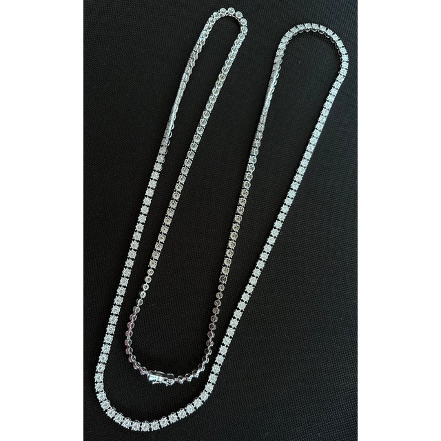 18k Gold Natural Diamond Tennis Necklace 41 Inch Rope Long White Opera Length For Sale - Image 14 of 18