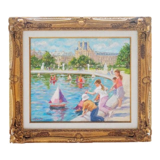 Boris Tchoubanoff - Au Jardin Des Tuieleries, Oil on Canvas For Sale