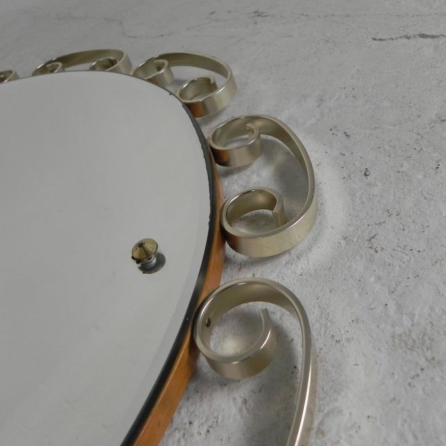 Vintage Faceted Mirror in Aluminum Frame, 1950s For Sale - Image 10 of 13
