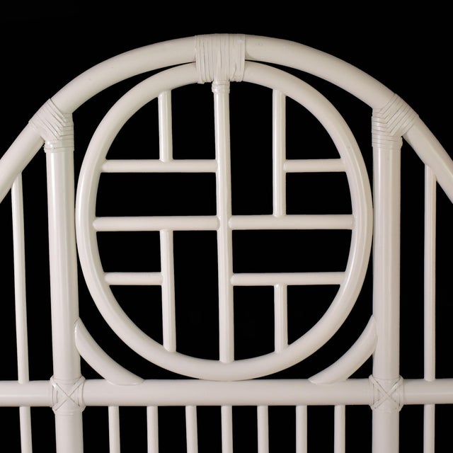 Ming Style Fretwork Queen Bed in nice as found VINTAGE condition. There are minor scuffs, scrapes and wear to the as found...