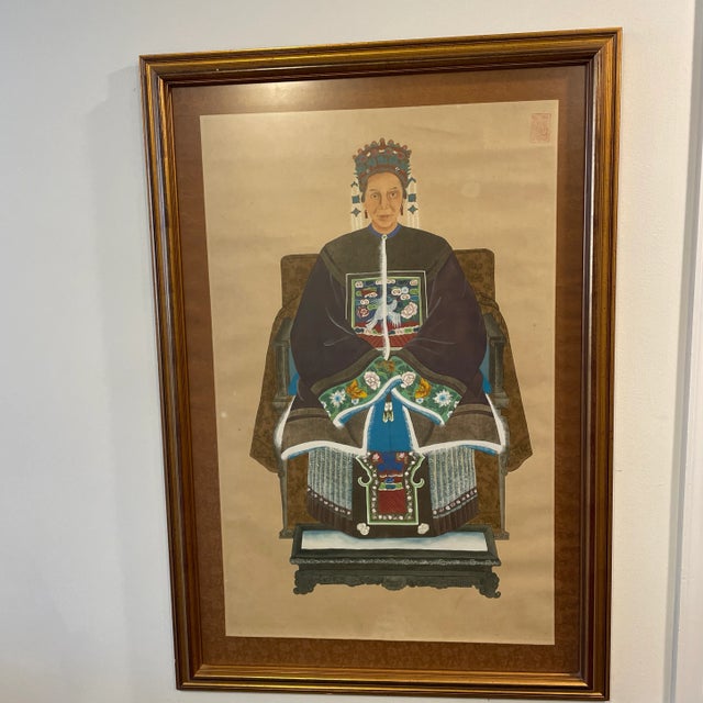 Early 20th Century Framed Asian Ancestral Painting on Silk For Sale - Image 12 of 12