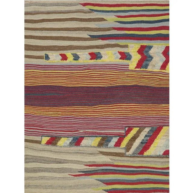 Textile Handwoven Persian Kilim Area Rug - 4′1" × 5'6″ For Sale - Image 7 of 7