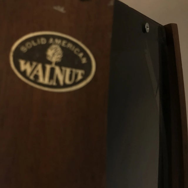 1980s 1980s Modern Walnut and Tinted Panel Pendant Light For Sale - Image 5 of 9