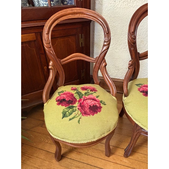 Victorian 19th Century Victorian Mahogany Balloon Back Parlor Side Chairs - A Pair For Sale - Image 3 of 12