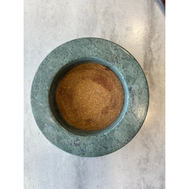 1980's Modern Circular Green Marble Wine Bottle Coaster For Sale - Image 4 of 4