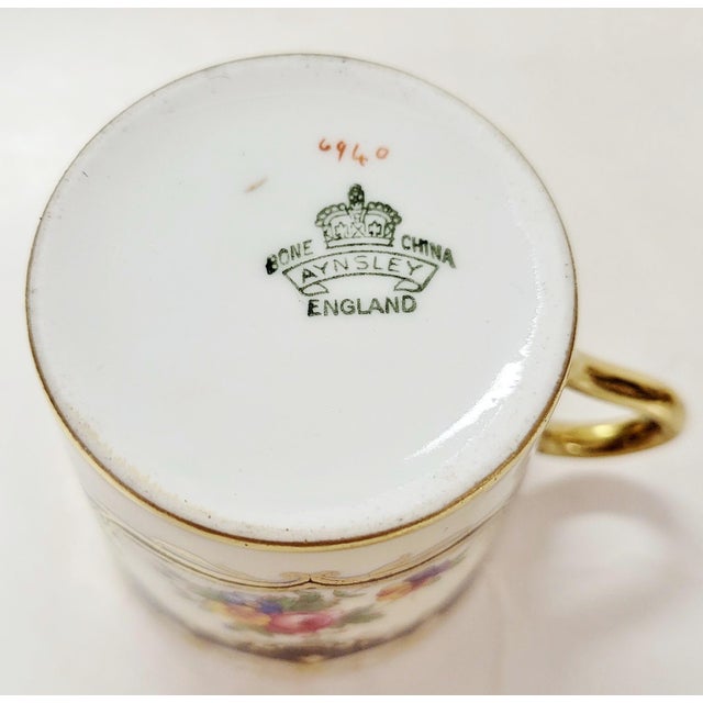 English Set of 10 Antique Gilt Gold Fine China Porcelain Cups by Aynsley For Sale - Image 3 of 9