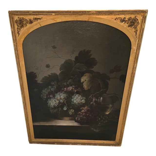 Antique Painting Museum Quality Grapes Wine Glass For Sale