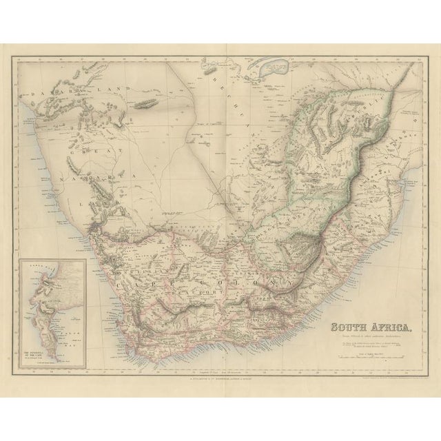 Gold Antique Map of South Africa with the Peninsula of the Cape Inset, 1860 For Sale - Image 8 of 8