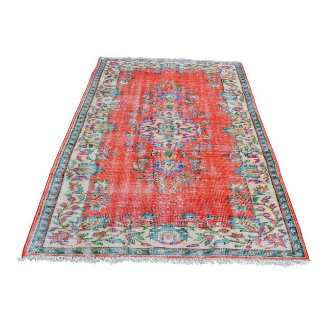 Textile Handknotted Floral Oushak Area Carpet For Sale - Image 7 of 7