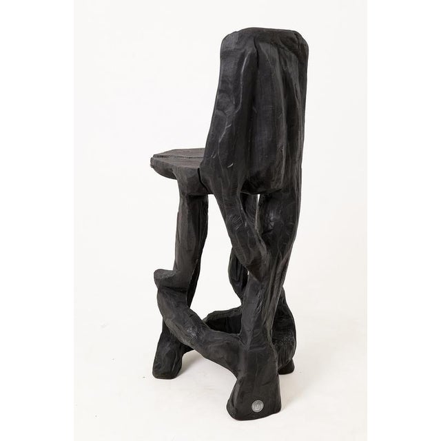 Black Sculptural Bar Chair in Wood by Logniture For Sale - Image 8 of 16