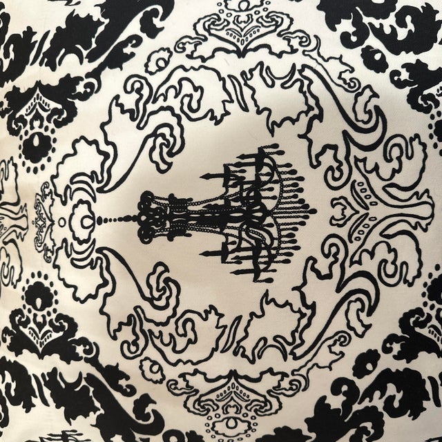 Double sided decorative pillow cover, Handcrafted from a 100% cotton slub with a black and white Victorian chandeliers...
