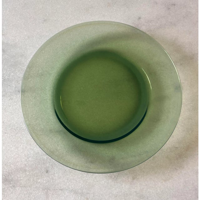 Mid-Century Modern Set of 4 Vintage Green Glass Lunch or Salad Plates For Sale - Image 3 of 9