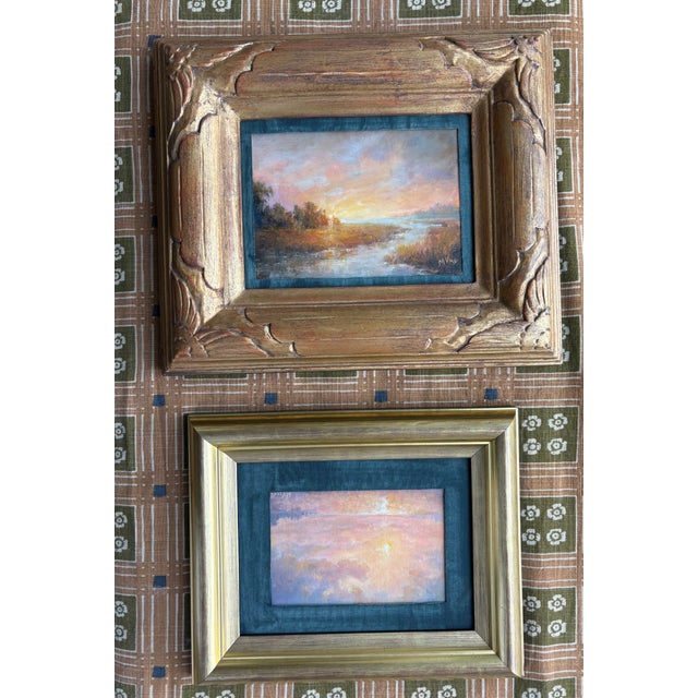 2026 After Turner Sunset Over Water, Mary Veiga No.2, in Hand-Crafted Gold Custom Frame For Sale In Houston - Image 6 of 11