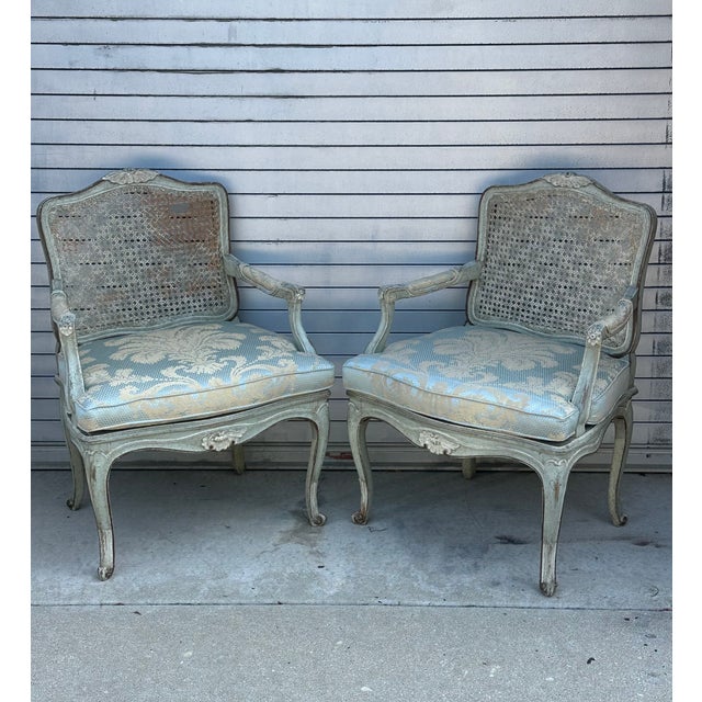 Pair of Painted Louis XV Armchairs With Hand Caned Seats, France, Circa 1830 For Sale - Image 18 of 18
