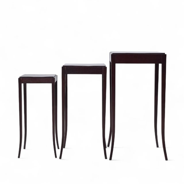 Wood Barbara Barry for Baker Mahogany Nesting Tables - Set of 3 For Sale - Image 7 of 10