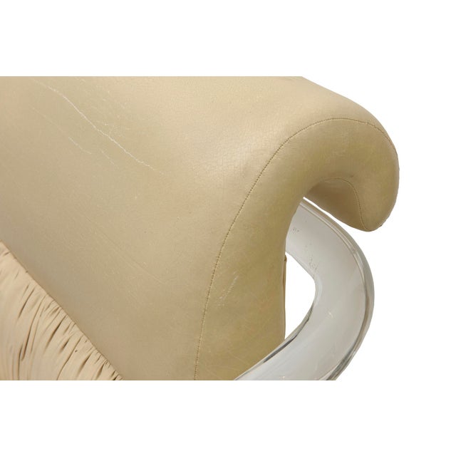 Vintage Signed Lion in Frost Lucite and Leather Upholstered Dining Chairs, Set of 4, 1970's For Sale - Image 9 of 12