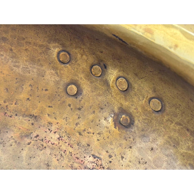 Early 20th Century Arts and Crafts Footed Brass Bowl with Ring Handles 1920s For Sale - Image 9 of 17