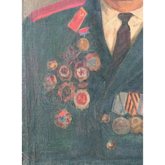 1980s Large Male Portrait Oil Painting Original Ukrainian Artist Sokolovsky g.g. 83.5-61.5 1983 For Sale - Image 5 of 6