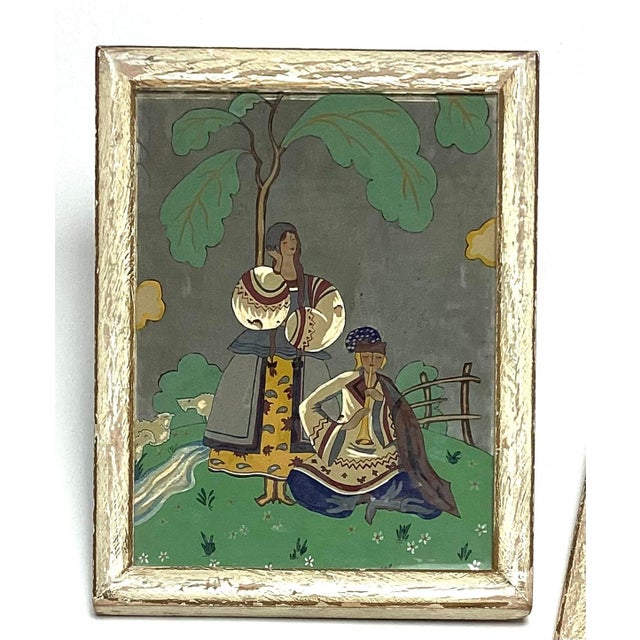 1920s Pair of Art Deco Reverse-Painted Mirrors After Georges Barbier For Sale In New York - Image 6 of 6