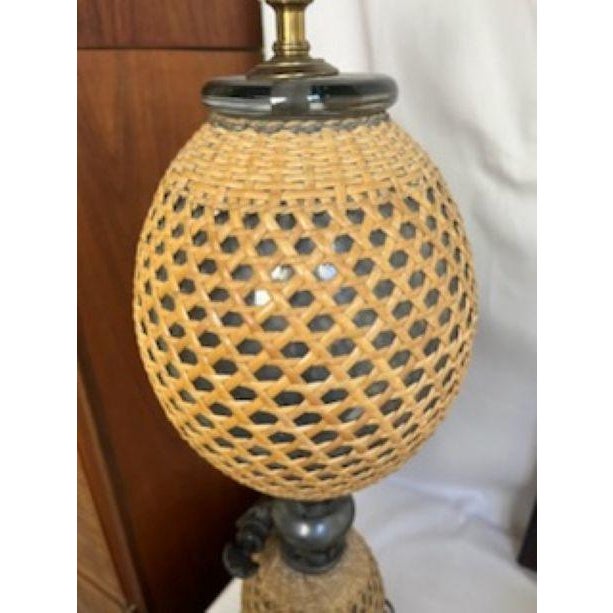 Late 19th Century Late 19th Century French Victorian Cane Wrapped Seltzer Bottle Lamp For Sale - Image 5 of 10