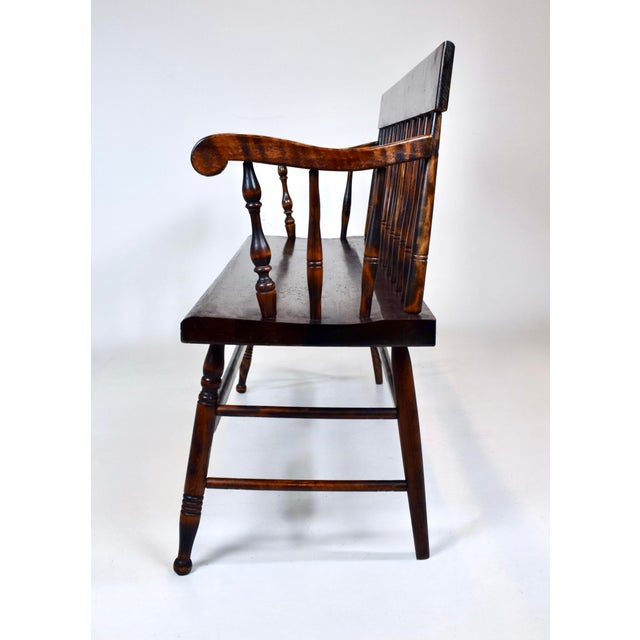 American Pine Spindle Back Deacons Bench For Sale - Image 12 of 13