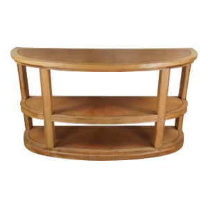 Kravet Furniture Tiered Half Moon Demilune Maple Inlaid Modern Console Table