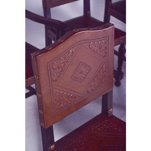 Chairs with Studded Leather Backs and Seats, Set of 8 For Sale - Image 10 of 12