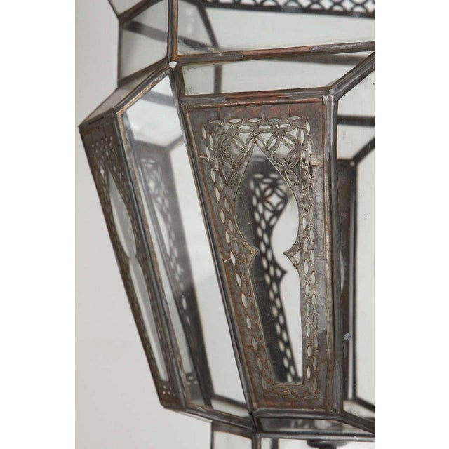 Mid 20th Century Moroccan Vintage Moorish Hanging Glass Light Fixtures a Pair For Sale - Image 5 of 12