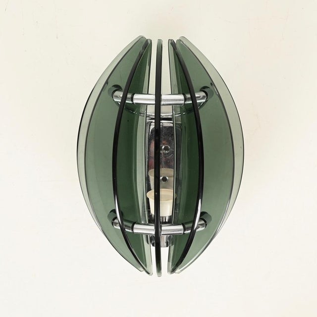 Green Crystal and Chrome Wall Sconces by Veca, Italy, 1970s, Set of 2 For Sale - Image 15 of 16