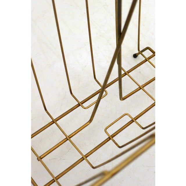 Mid-Century Modern Magazine Rack in Gilt Metal and Wooden Handle, 1950s For Sale - Image 9 of 13