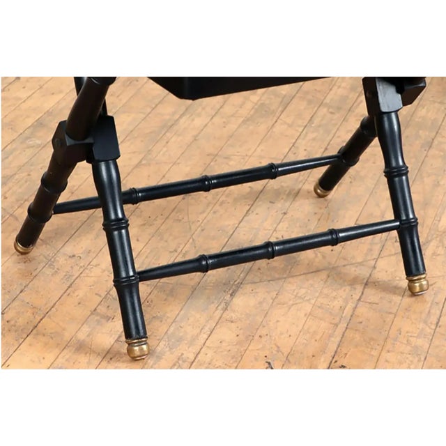 Animal Skin French Campaign-Style Leather Folding Chairs With Faux-Bamboo Frames - a Pair For Sale - Image 7 of 9