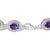 Contemporary Sterling Silver 5x7 MM Oval Purple Amethyst & Diamond Halo Link Bracelet For Sale - Image 3 of 5