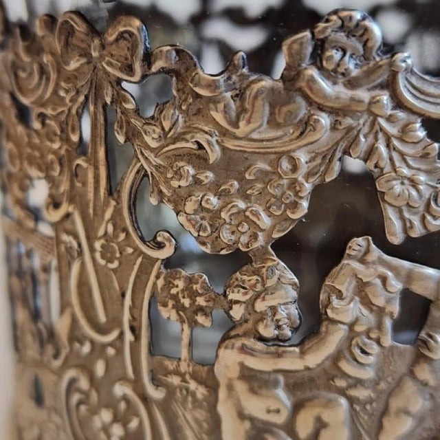Silver 19th Century German Hanau .800 Silver & Heavy Glass Putti Dresser Jar For Sale - Image 8 of 16