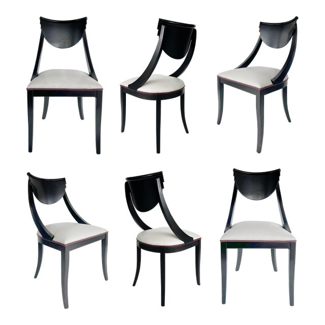 Late 20th Century Attributed to Pietro Constantini Italian Regency Klism Os Dining Chairs, Set of 6 For Sale