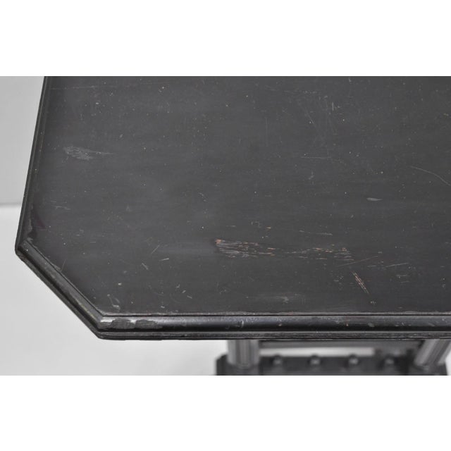 Black Antique Victorian Aesthetic Movement Black Ebonized 34" Plant Stand Side Table For Sale - Image 8 of 18