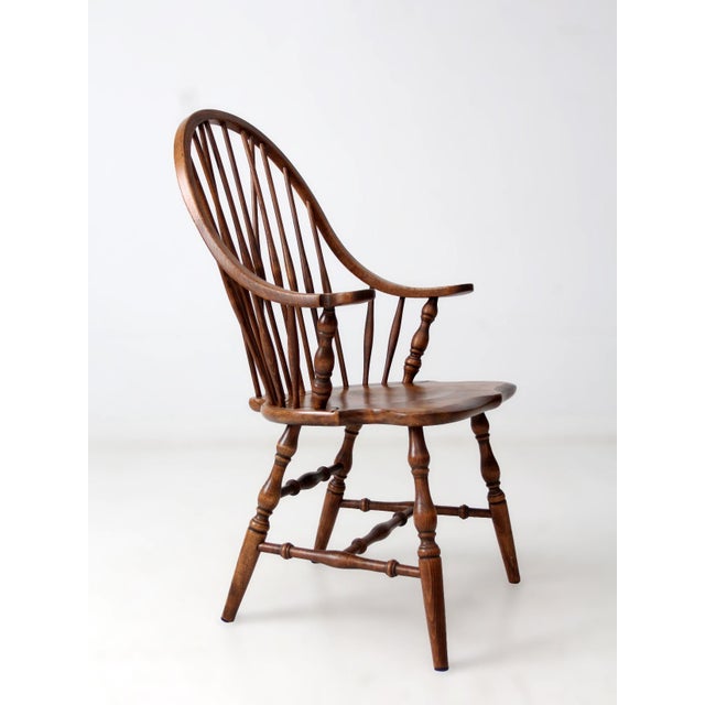 Brown Antique American Windsor Brace Back Armchair For Sale - Image 8 of 13