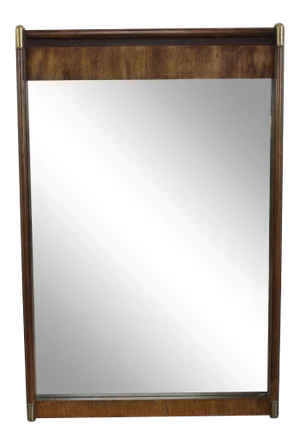 Vintage Campaign Style Walnut Mirror