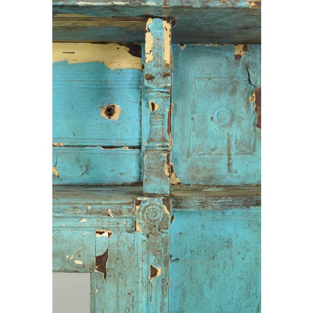 Reclaimed Georgian Distressed Blue Wooden Fireplace Mantel For Sale - Image 4 of 13